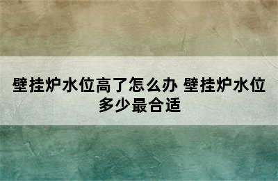 壁挂炉水位高了怎么办 壁挂炉水位多少最合适